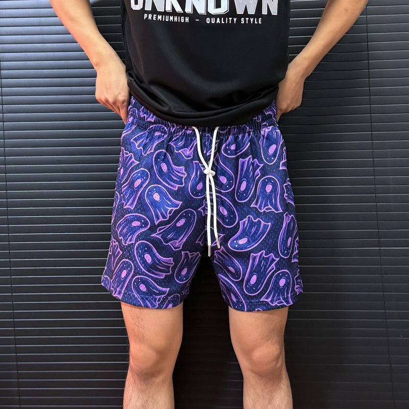 Herren Badehorts Ghost Print Schwarz Modern