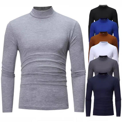Herren T-Shirt Rollkragen Weich Jersey Elegant