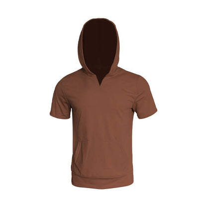 Herren Hoodie Kurzarm Sportlich Grau