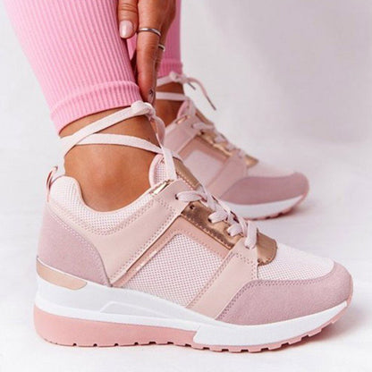 Damen Wedges Sneaker Atmungsaktiv Metallic Detail Damen Schuhe