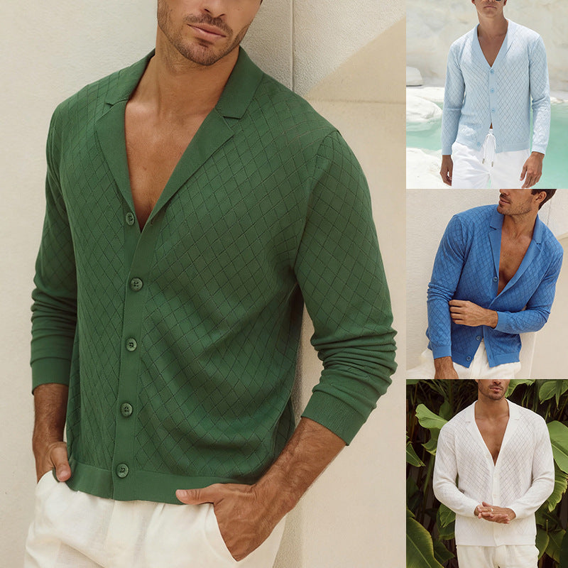 Herren Strickjacke Elegant Hochwertig Muster - BerlinGlamour
