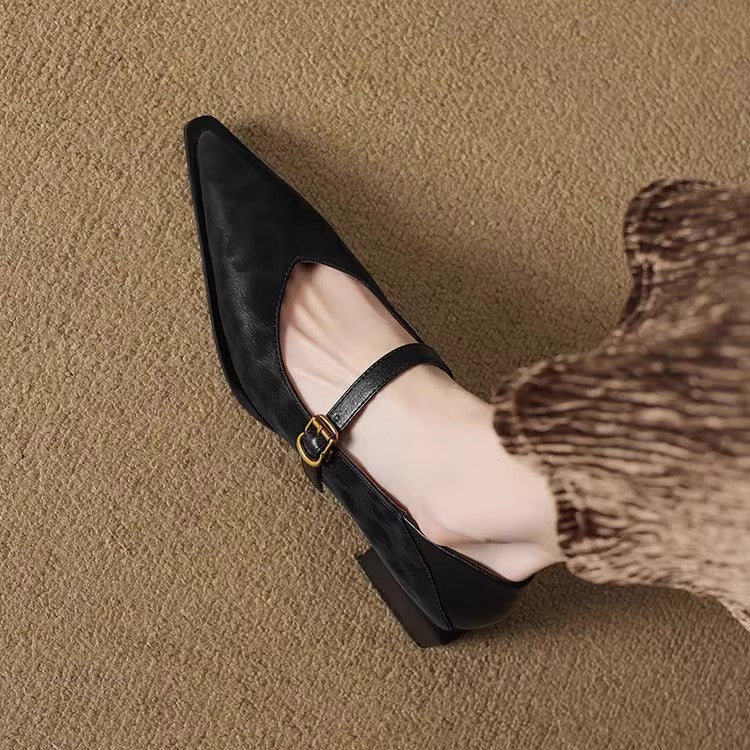 Damen Ballerinas Elegante Riemen Schuhe Mit Dekorativem Verschluss