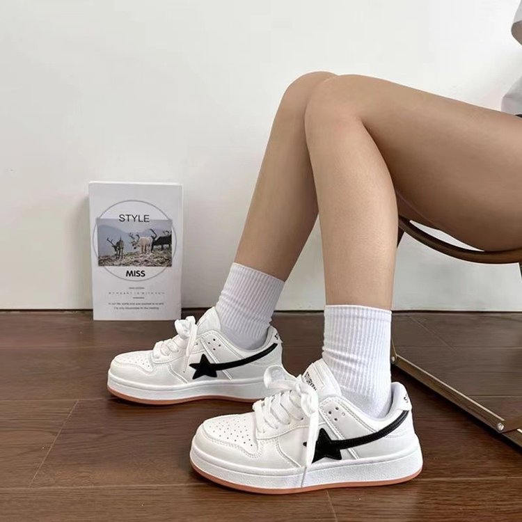 Damen Sneaker Sportlich Atmungsaktiv Schwarz Weiß