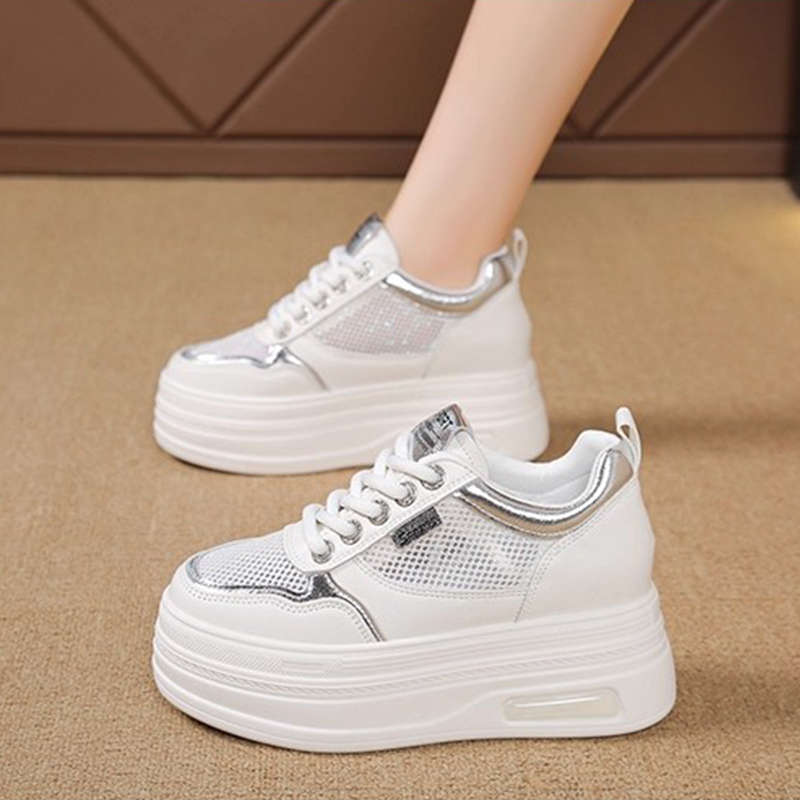 Damen Plateau Sneaker atmungsaktiv mit Mesh Obermaterial