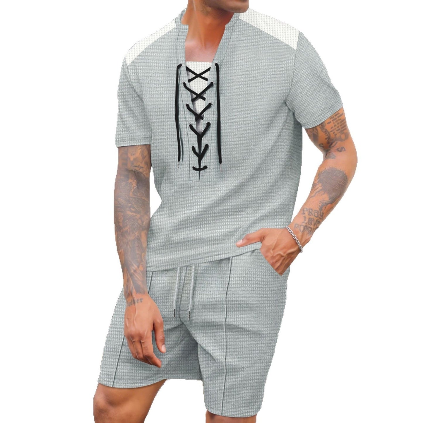 Herren Sport-Set Modern mit Schnürdetails Trendy