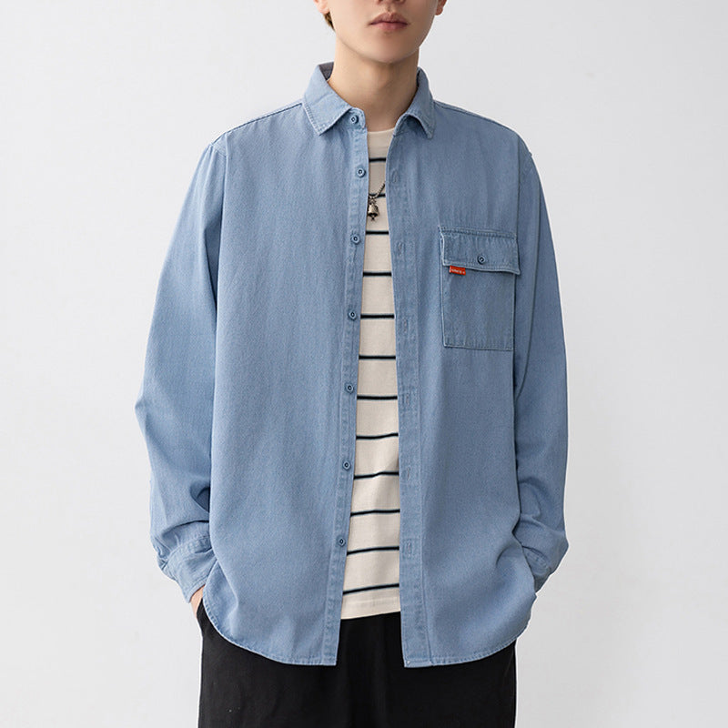 Herren Denim Overshirt mit Brusttasche Modern Trendy