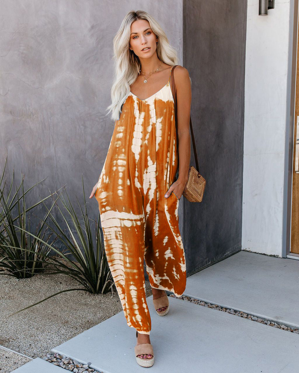 Damen Maxijumpsuit Leicht Tie-Dye Sommer
