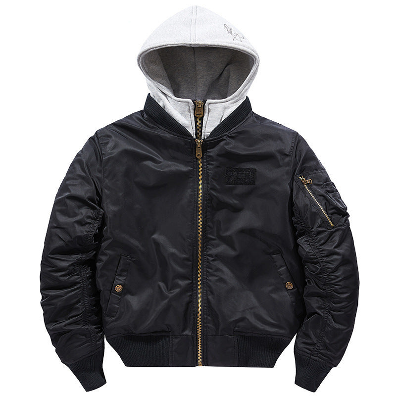 Herren Bomberjacke stylish mit Kapuze abnehmbar Modern