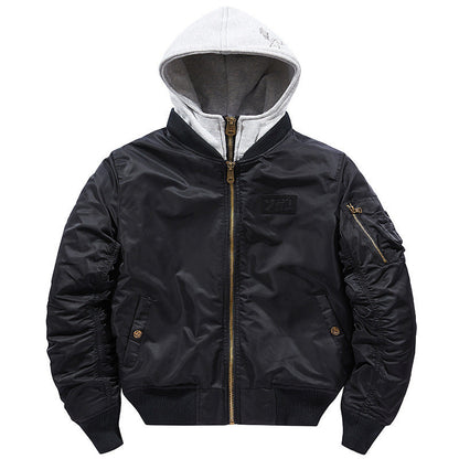 Herren Bomberjacke stylish mit Kapuze abnehmbar Modern