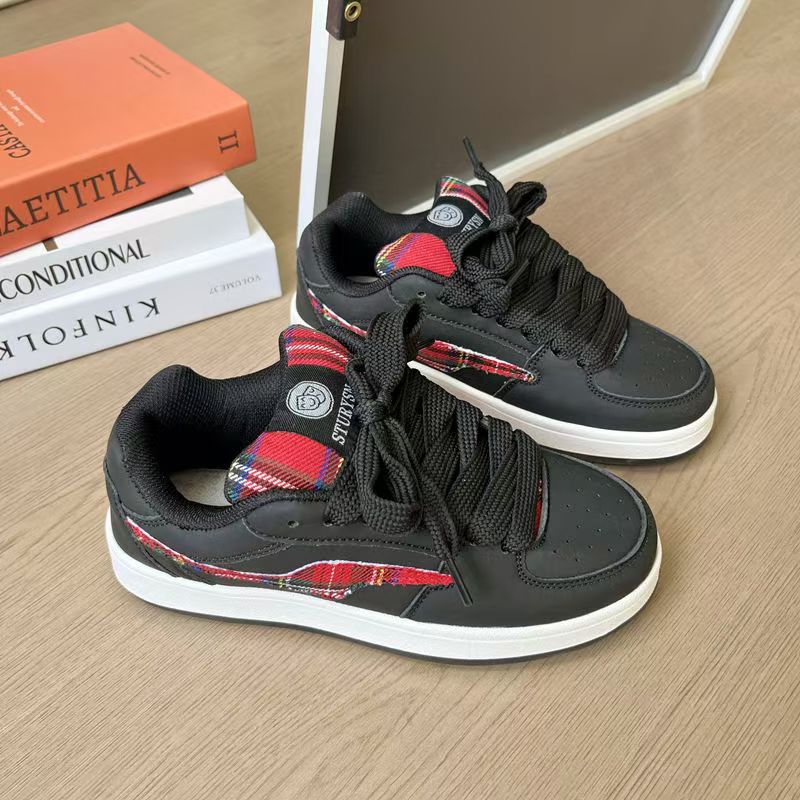 Damen Sneaker Sportlich Kariert Rutschfest