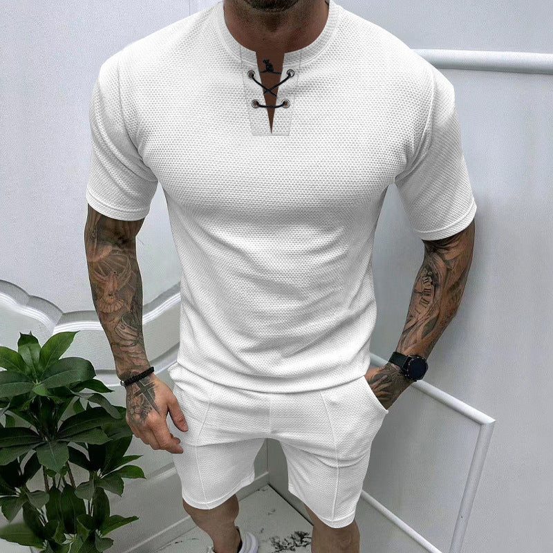 Herren Sportshirt Kurzarm Set Strukturdesign Modern