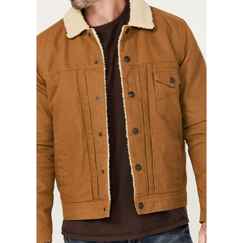 Herren Denimjacke Sherpa Futter Warm Modern