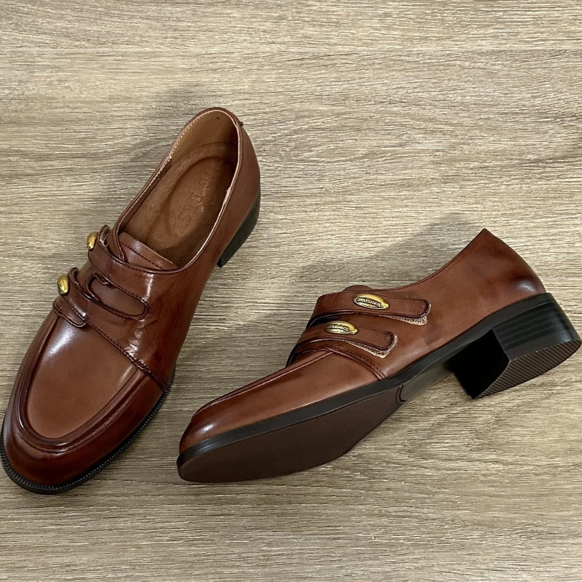 Damen Mokassins Bequem Doppelriemen Modern