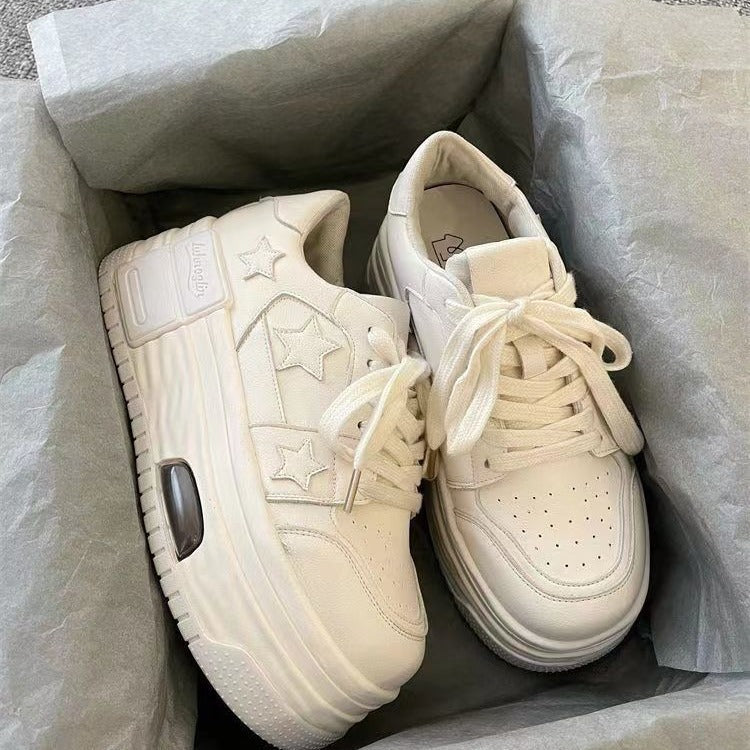 Damen Plateau Sneaker Modisch Sternen Dekor Hoch