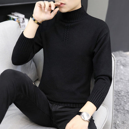 Herren Strickpullover Hochkragen Rippstrick Modern