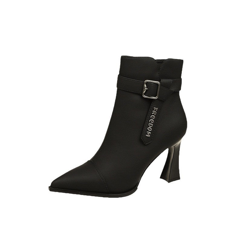 Damen Stiefeletten Hoch Hackenriemchen Schuhe Modern