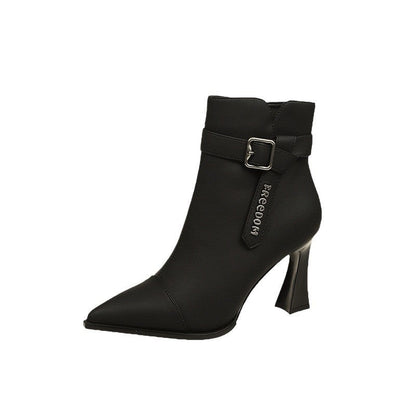 Damen Stiefeletten Hoch Hackenriemchen Schuhe Modern