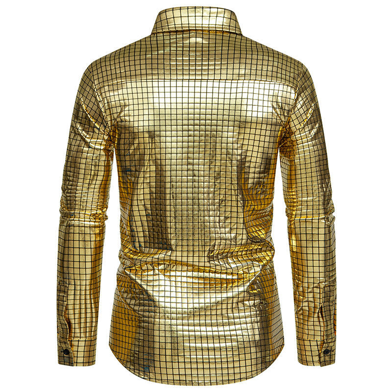 Herren Hemd Modern Quadratmuster Glänzend