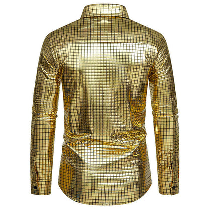 Herren Hemd Modern Quadratmuster Glänzend