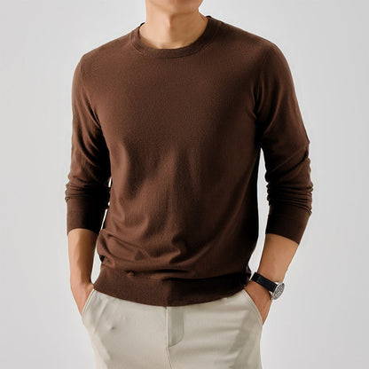 Herren Pullover Klassisch Rundhals Feinwolle Elegangt