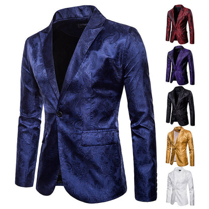 Herren Blazer Elegant mit Floralem Muster und Glanzfinish