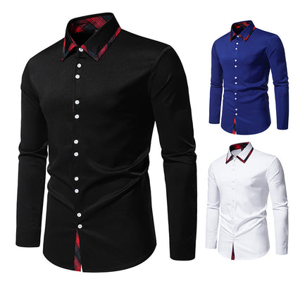 Herren Langarmhemd Elegantes Karohemdt mit Kontrastkragen - BerlinGlamour