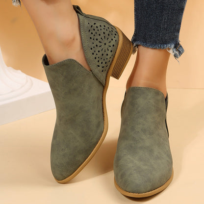 Damen Stiefel Ankle Boots Elegantes Lochmuster Design