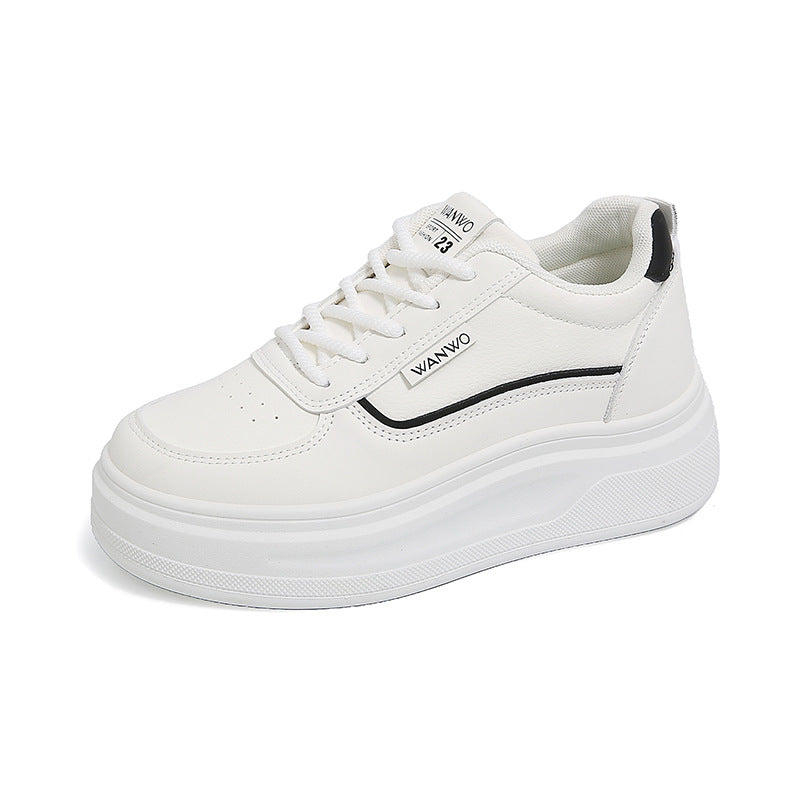 Damen Plateau Sneaker Hoch Glatt Elastisch