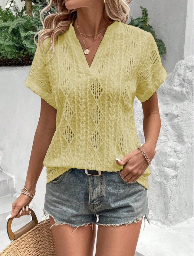 Damen Bluse Kurzarm Elegant Sommer