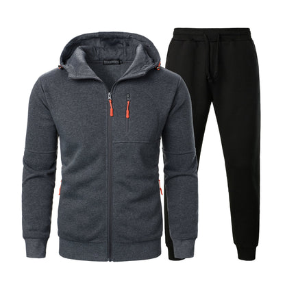 Herren Sportset Hoodie Jogginghose mit Taschen Grau Sportlich