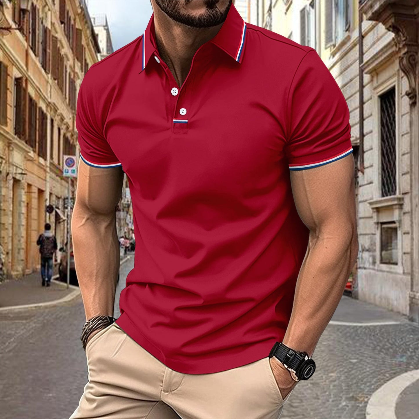 Herren Polohemd Atmungsaktiv Farbenfroh Modern