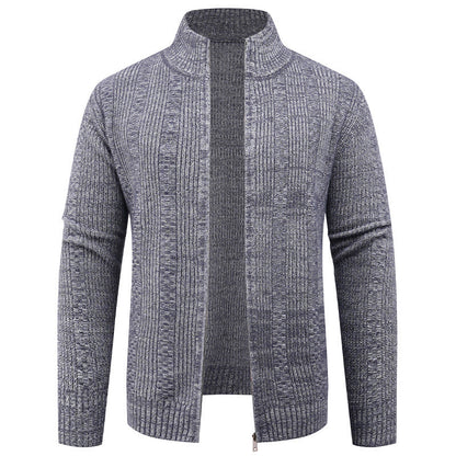 Herren Strickjacke Strukturiert Hochkragen Modisch