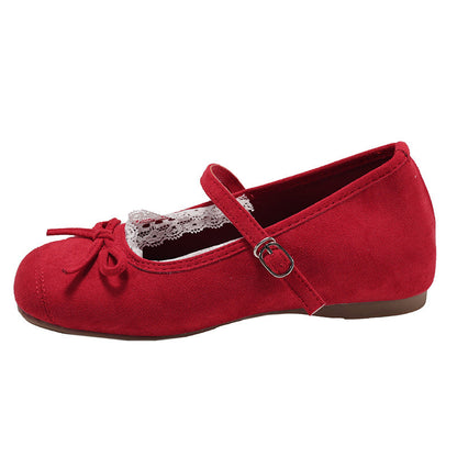 Damen Ballerinas Elegant Spitze Schnallenverschluss