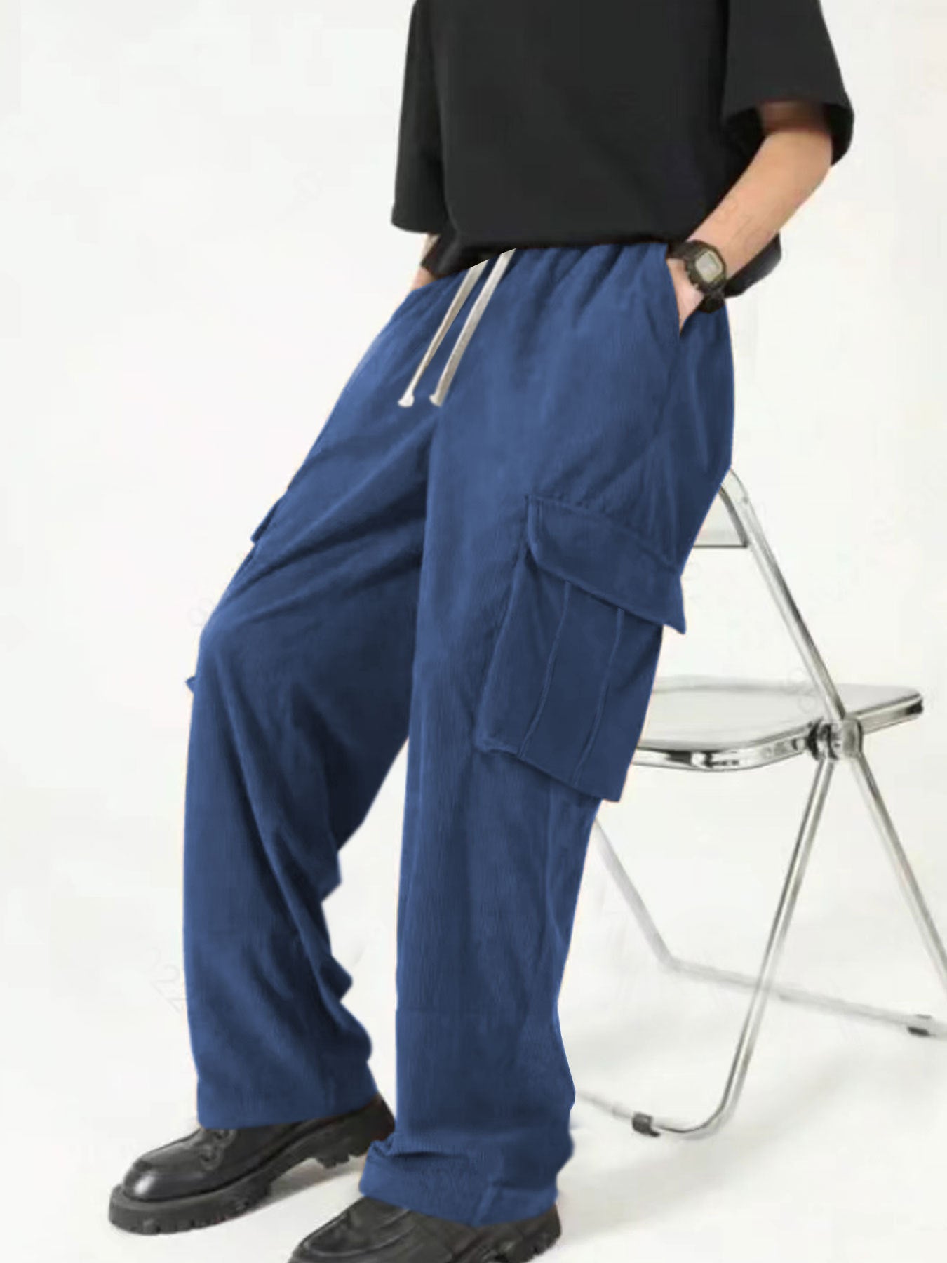 Herren Cargo-Hose mit Kordelzug und Seitentaschen Praktisch