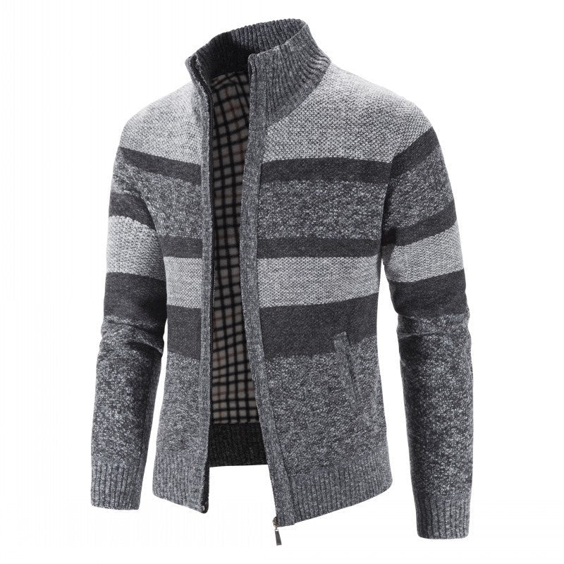 Herren Strickpullover Modern mit Reißverschluss Streifen Design