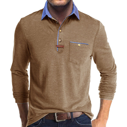 Herren Hemden Langarm Modern mit Kragen und Brusttasche