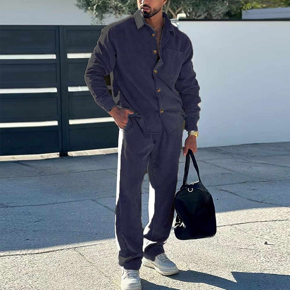 Herren Casual Hemd und Hose Set Modern Freizeit