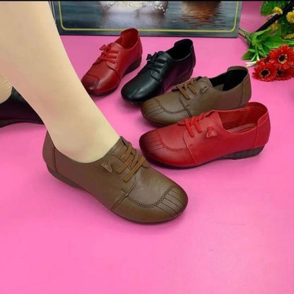 Ballerinas Damen Bequem Schnürsenkel Schwarz Mode