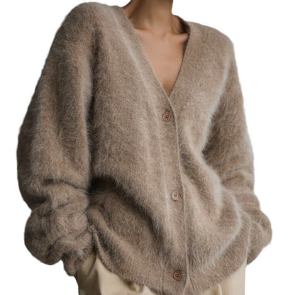 Damen Cardigan Kuschelig V-Ausschnitt Weich Warm