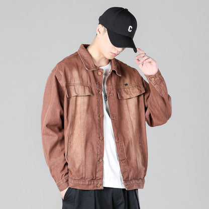 Herren Denimjacke Modern Lässig mit Taschen