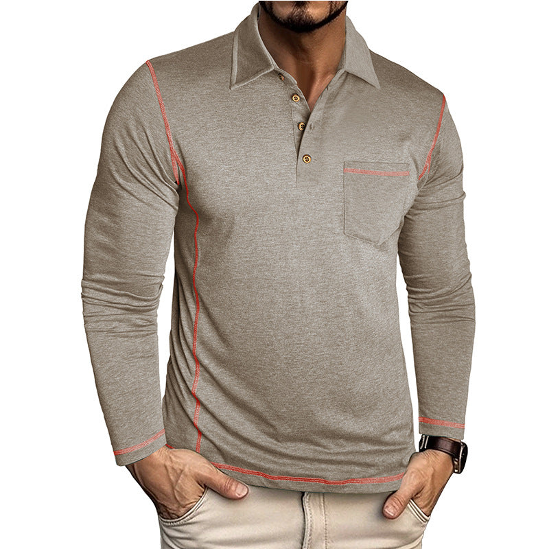 Herren Polohemd Langarm Modern Struktur