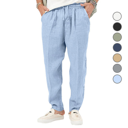 Herren Leinenhose Leicht Elastisch Mit Taschen Modern