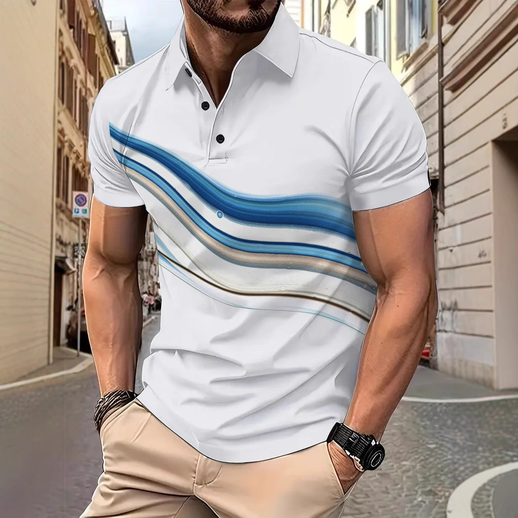 Herren Polohemd Wellenmuster Modern Berlin Style - BerlinGlamour