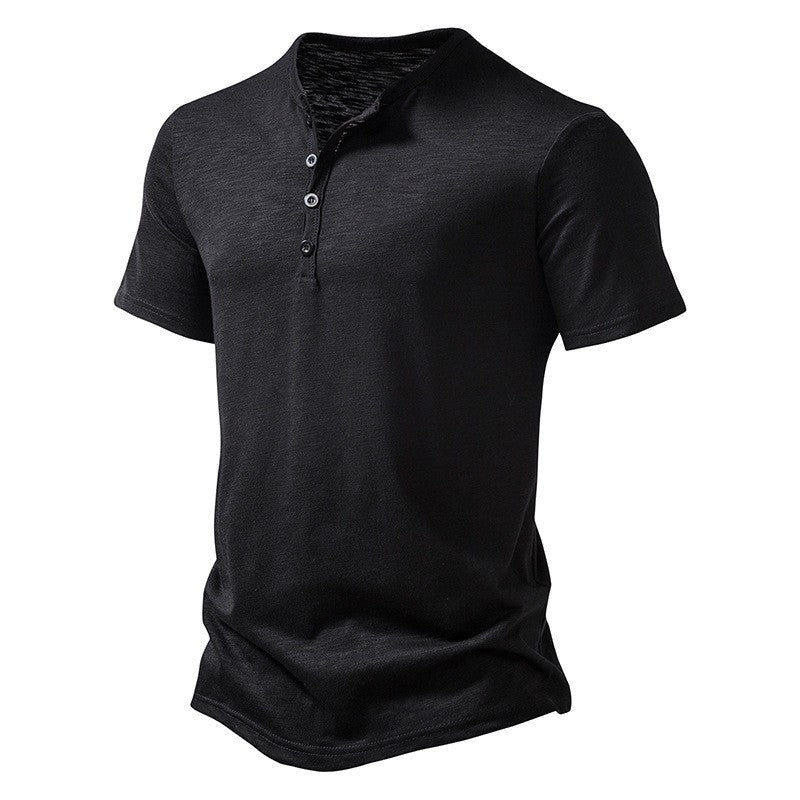 Herren Kurzarmhemd Henley Ausschnitt Komfort Passform Moderne Style - BerlinGlamour
