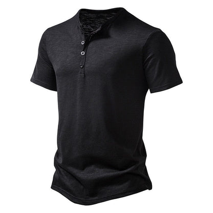Herren Kurzarmhemd Henley Ausschnitt Komfort Passform Moderne Style - BerlinGlamour