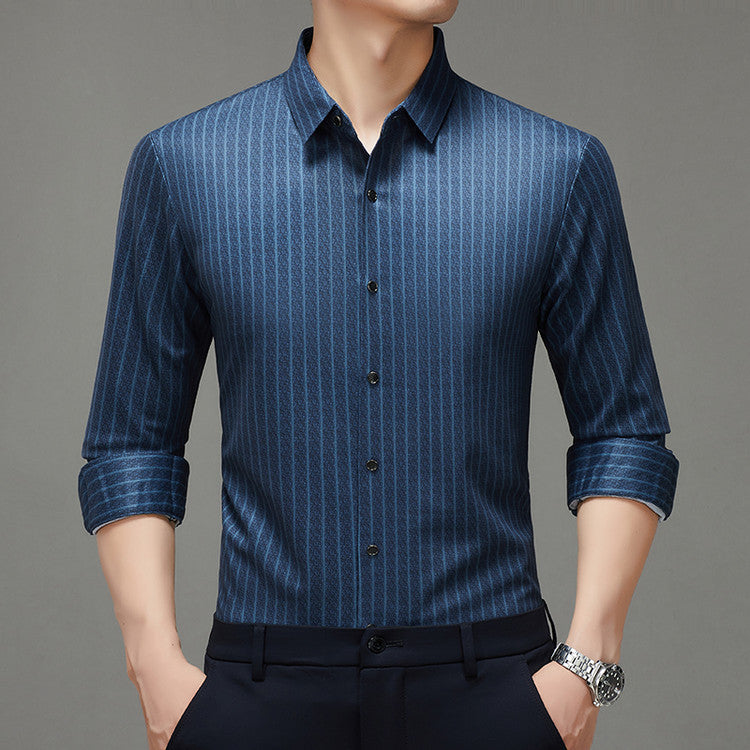 Herren Langarmhemd mit feinem Streifenmuster Elegant Modern