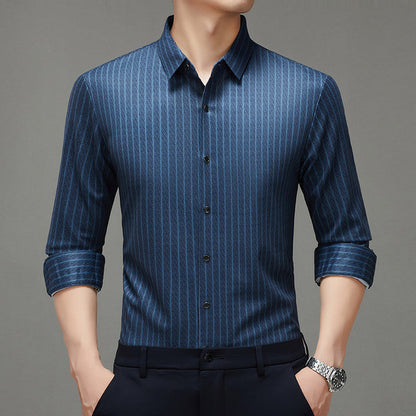 Herren Langarmhemd mit feinem Streifenmuster Elegant Modern
