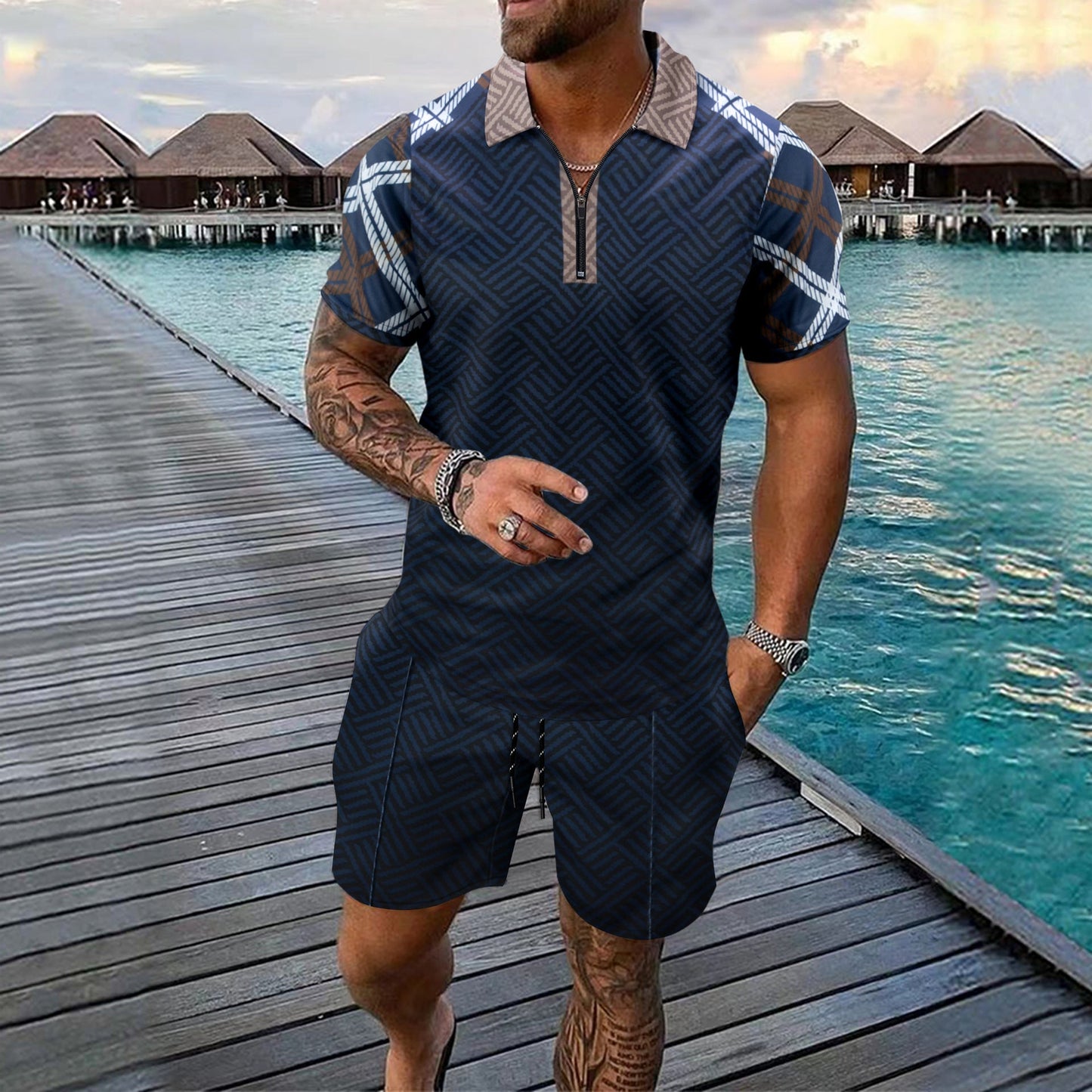 Herren Kurzarmhemd Tropisches Muster Sommer Modern