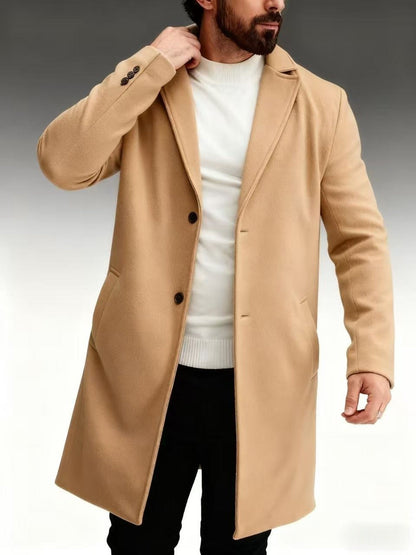 Herren Wintermantel Eleganter dunkler Langmantel Modern