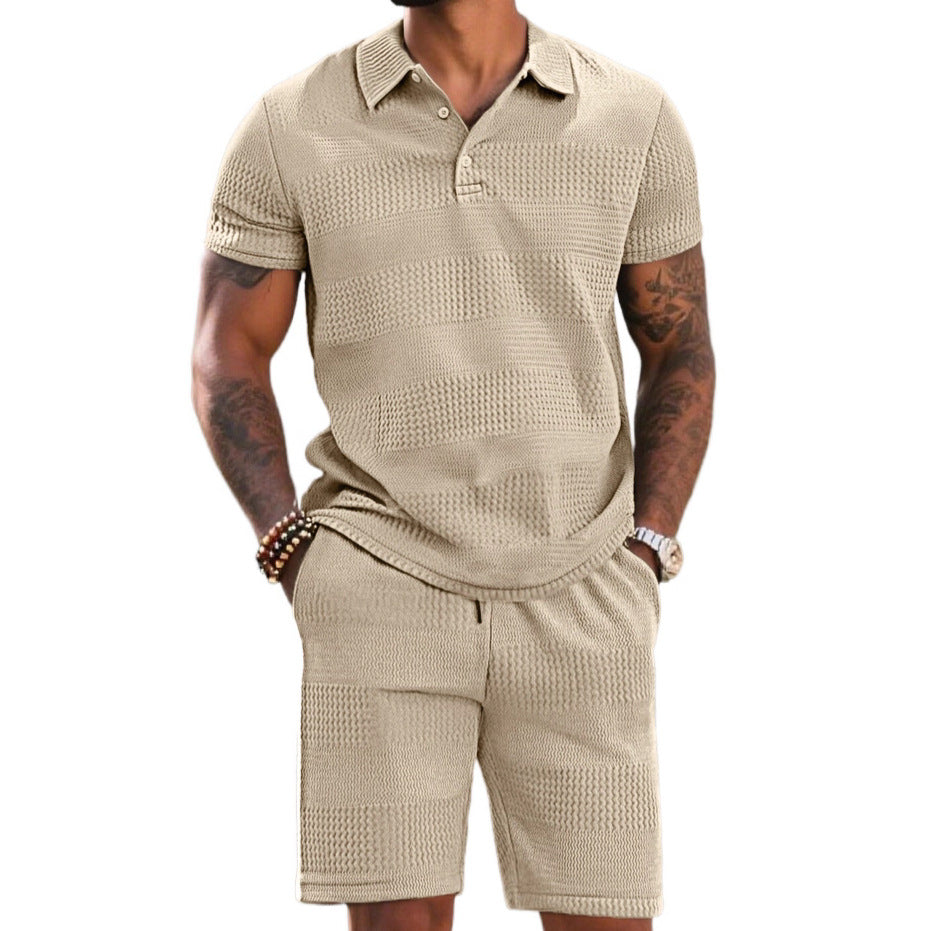 Herren Freizeitanzug Kurze Hose Poloshirt Sportlich Modern